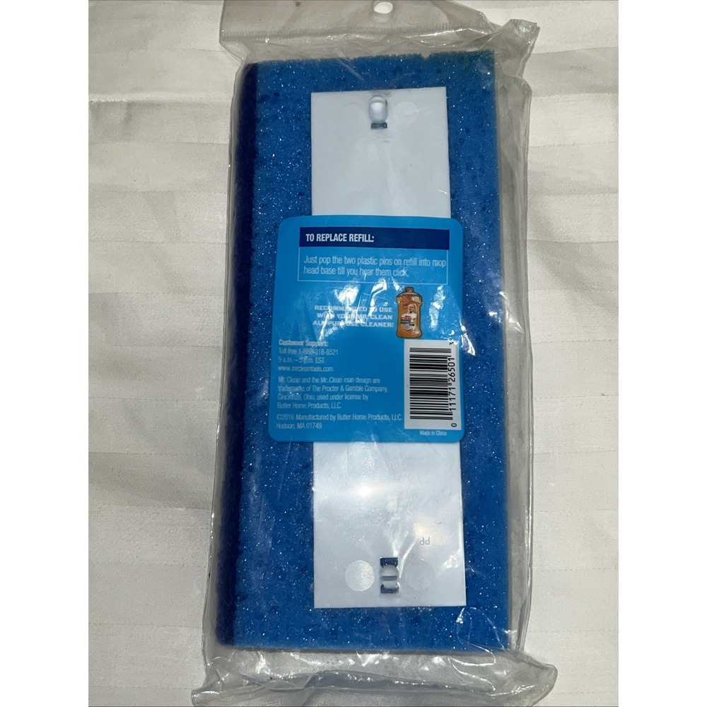 5-Mr Clean Blue Sponge Mop w/ Scrubber Refill Head Snap On SEALED New Old Stock - Picture 4 of 7